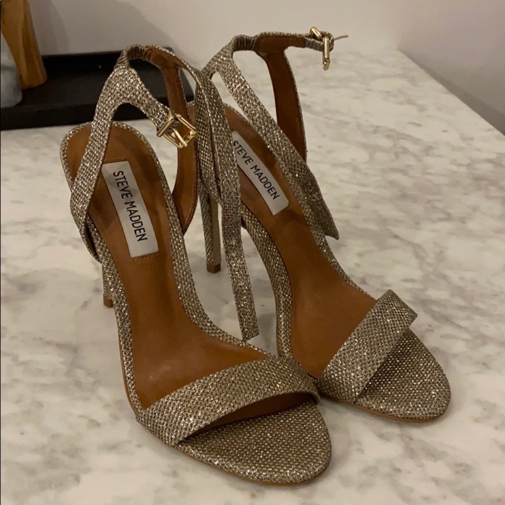 STEVE MADDEN sparkly glitter heel sandals Sz 6